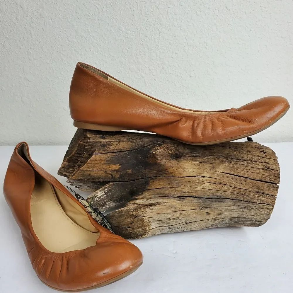 J crew camel tan cushioned leather flats